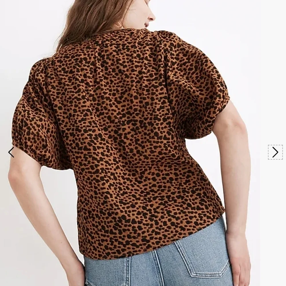 Madewell Leopard Print Puff Sleeve Blouse Puff Animal Print Twee Cottagecore XS